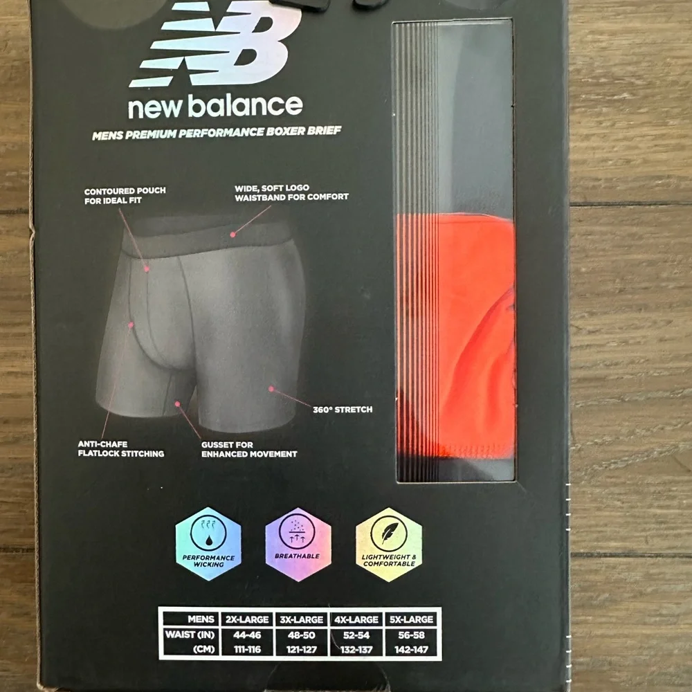 New Balance Men's Boxer Briefs - Black and Orange Size‎ 4XL New With Tags 3 Pack